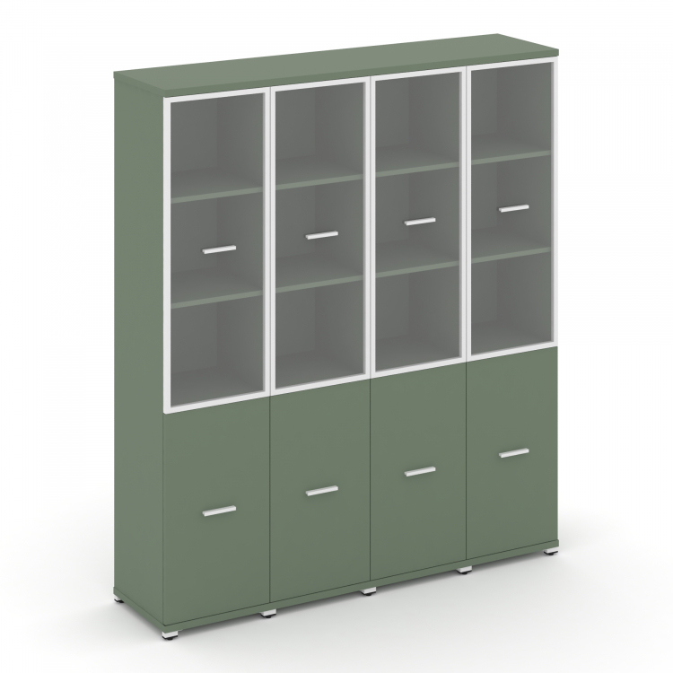 Concept Шкаф 4 узкие секции, 5 ниш CN.STU-542 RPW W Кобо/Металл Белый/Прозрачный 1668*420*1922