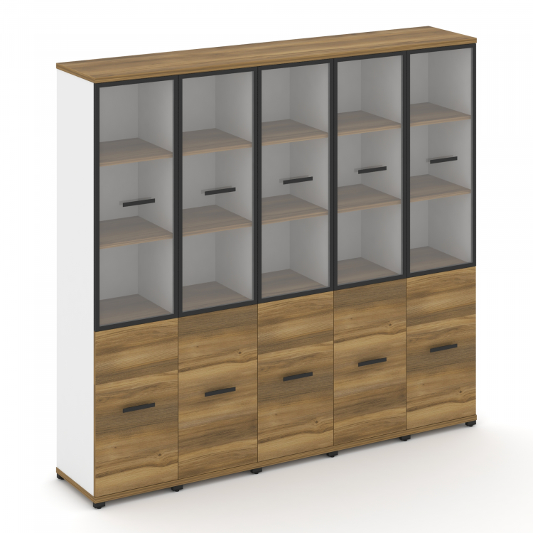 Concept Шкаф 5 узких секций, 5 ниш CN.STU-552 RPB B Сандал Янтарный/Белый Бриллиант/Металл Черный/Пр