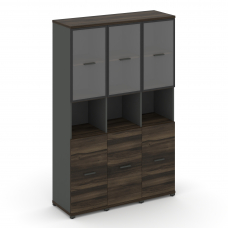 Concept Шкаф 3 узкие секции, 5 ниш CN.STU-533 RPB A Дуб Мали/Антрацит/Металл Антрацит/Прозрачный 125