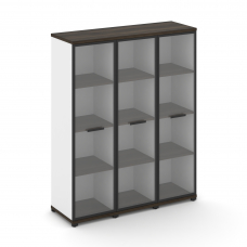 Concept Шкаф 3 узкие секции, 4 ниши CN.STU-436 RPB B Дуб Мали/Белый Бриллиант/Металл Черный/Прозрачн