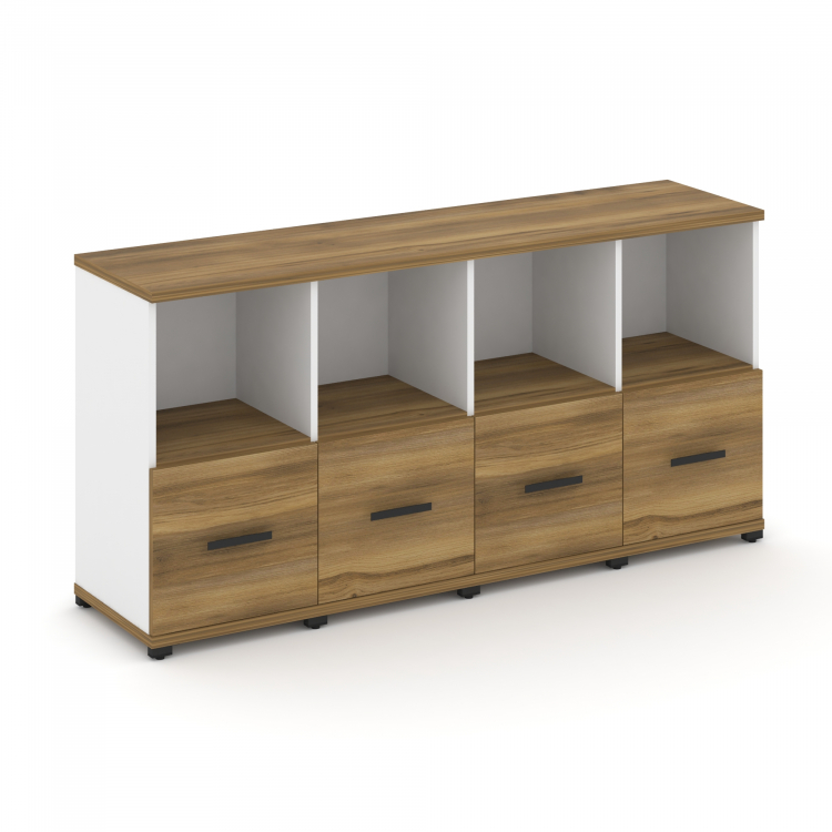 Concept Шкаф 4 узкие секции, 2 ниши CN.STU-241 B Сандал Янтарный/Белый Бриллиант/Металл Черный 1668*