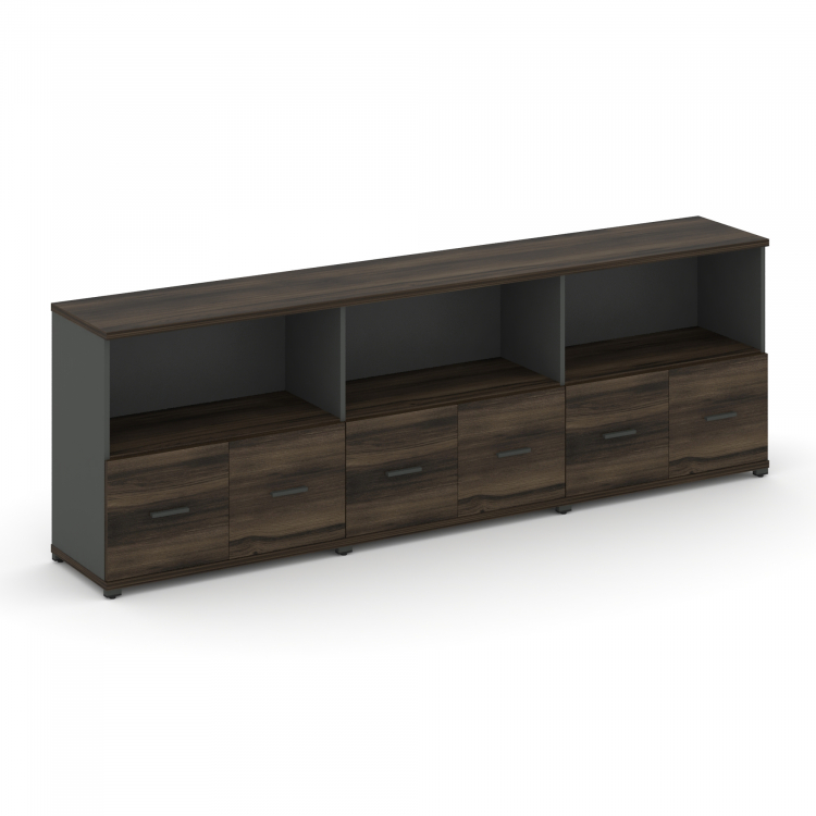 Concept Шкаф 3 широкие секции, 2 ниши CN.STS-231 A Дуб Мали/Антрацит/Металл Антрацит 2500*420*818