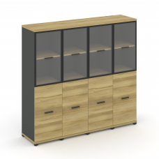 Concept Шкаф 4 узкие секции, 4 ниши CN.STU-442 RPB A Дуб Винченцо/Антрацит/Металл Антрацит/Прозрачны