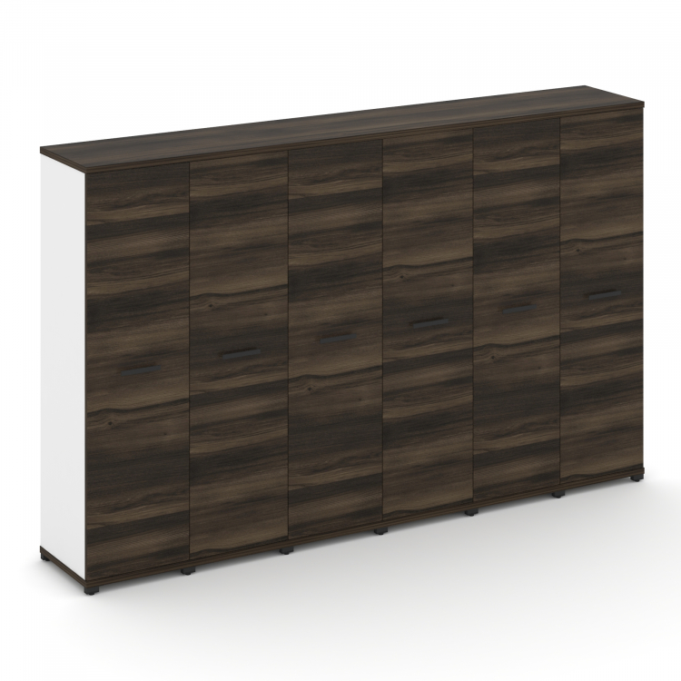 Concept Шкаф 6 узких секций, 4 ниши CN.STU-466 B Дуб Мали/Белый Бриллиант/Металл Черный 2500*420*155