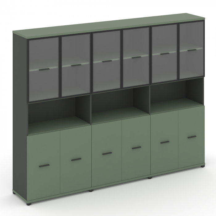 Концепт Шкаф 3 широкие секции, 5 ниш CN.STS-533 RPB A Кобо/Антрацит/Металл Антрацит/Прозрачный 2500*