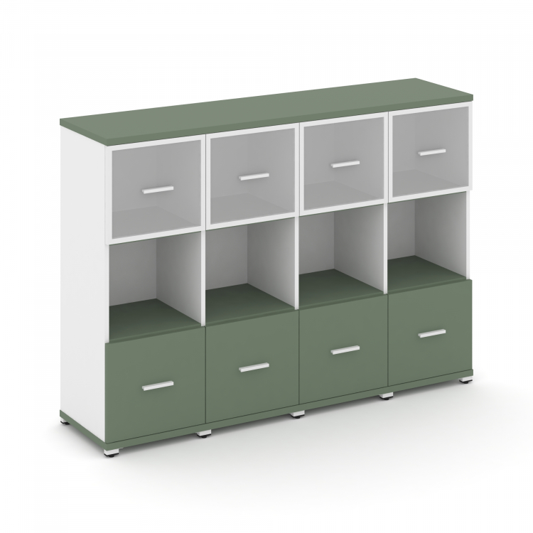 Concept Шкаф 4 узкие секции, 3 ниши CN.STU-345 RMW W Кобо/Белый Бриллиант/Металл Белый/Сатин 1668*42