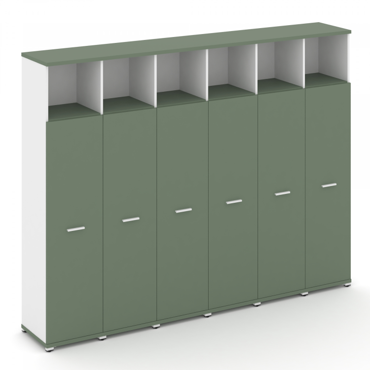 Concept Шкаф 6 узких секций, 5 ниш CN.STU-566 W Кобо/Белый Бриллиант/Металл Белый 2500*420*1922