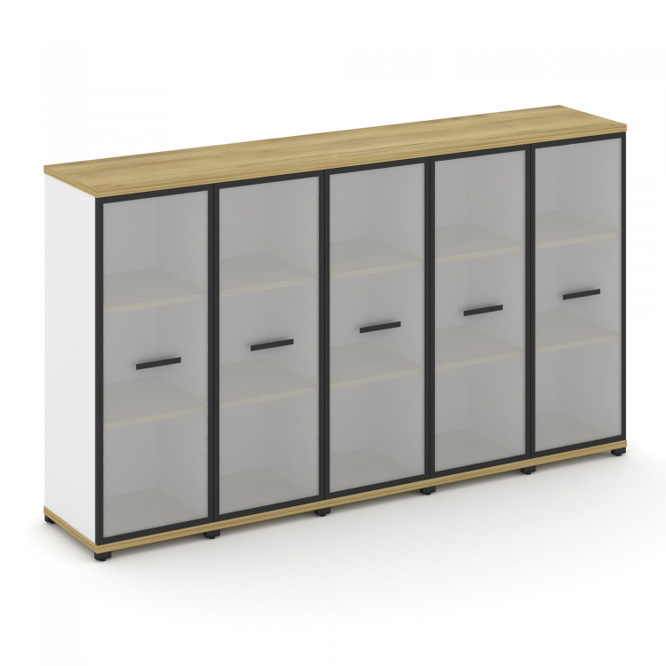 Concept Шкаф 5 узких секций, 3 ниши CN.STU-356 RMB B Дуб Винченцо/Белый Бриллиант/Металл Черный/Сати