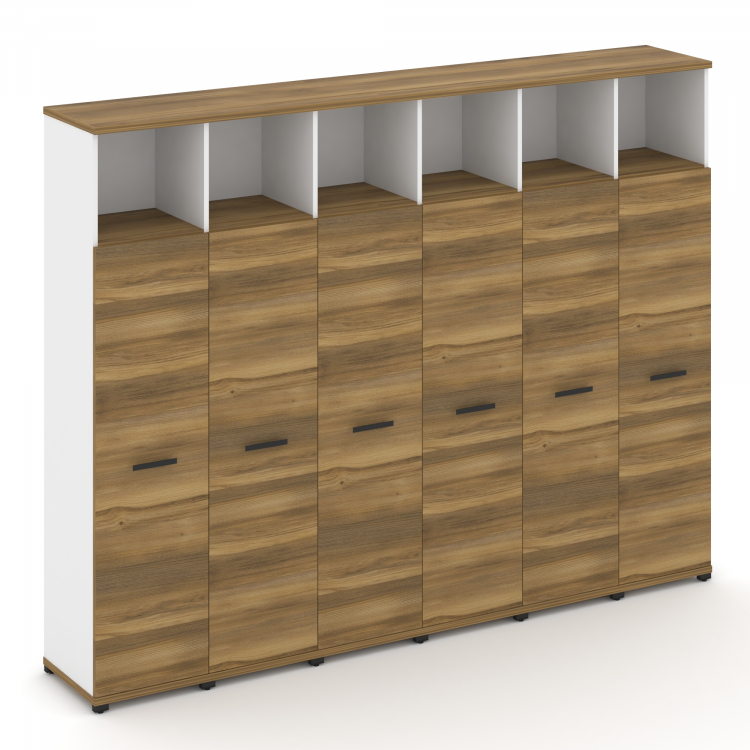 Concept Шкаф 6 узких секций, 5 ниш CN.STU-566 B Сандал Янтарный/Белый Бриллиант/Металл Черный 2500*4