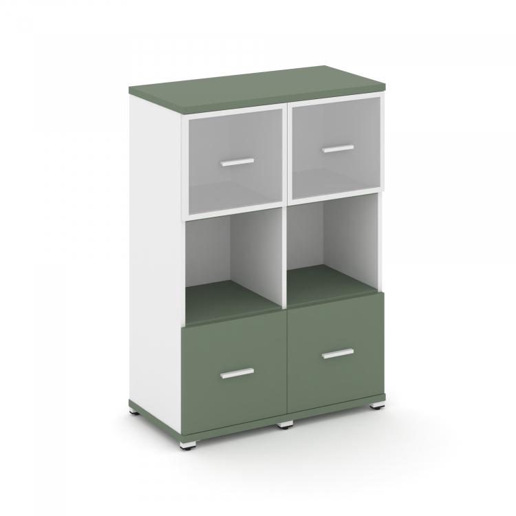 Concept Шкаф 2 узкие секции, 3 ниши CN.STU-325 RMW W Кобо/Белый Бриллиант/Металл Белый/Сатин 836*420