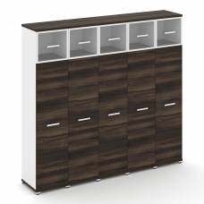 Concept Шкаф 5 узких секций, 5 ниш CN.STU-557 RPW W Дуб Мали/Белый Бриллиант/Металл Белый/Прозрачный