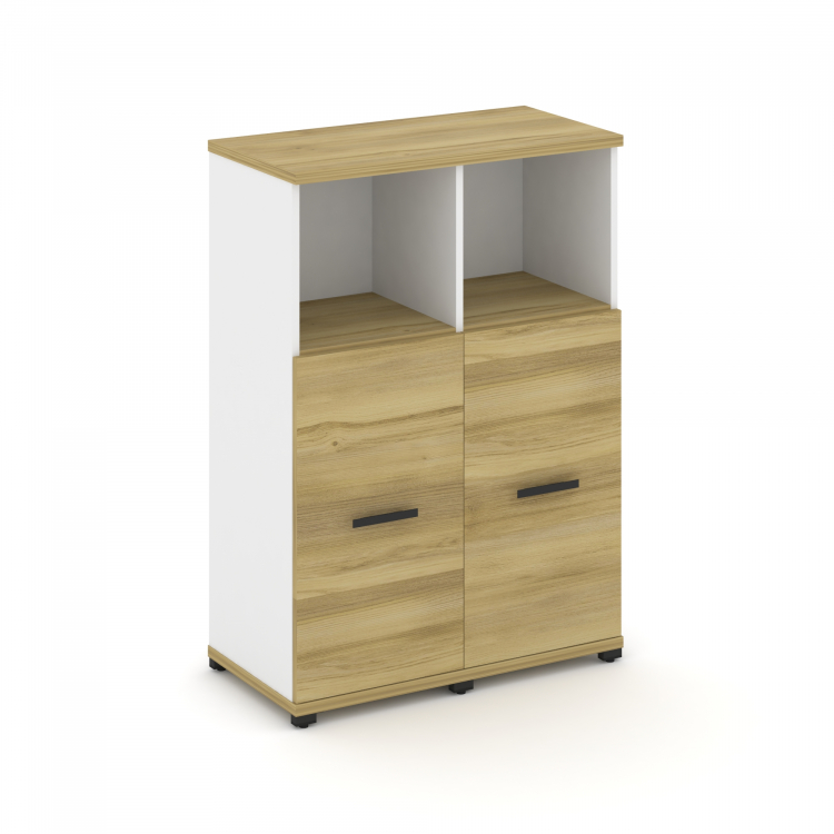 Concept Шкаф 2 узкие секции, 3 ниши CN.STU-323 B Дуб Винченцо/Белый Бриллиант/Металл Черный 836*420*