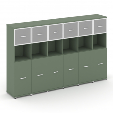 Concept Шкаф 6 узких секций, 4 ниши CN.STU-465 RMW W Кобо/Металл Белый/Сатин 2500*420*1554