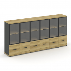 Concept Шкаф 6 узких секций, 3 ниши CN.STU-362 RPB A Дуб Винченцо/Антрацит/Металл Антрацит/Прозрачны