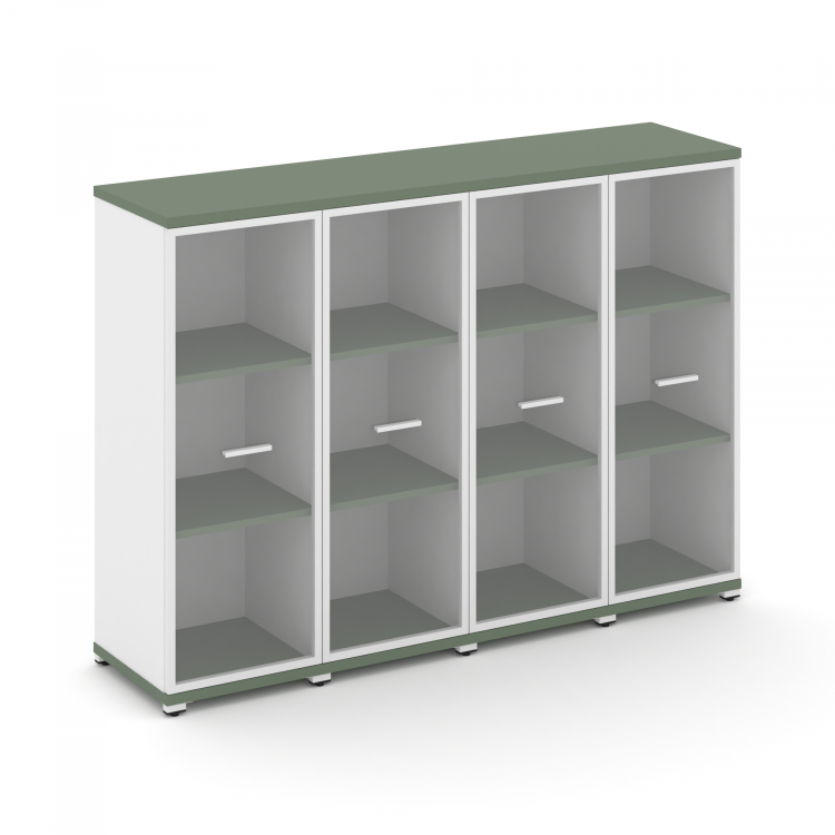 Concept Шкаф 4 узкие секции, 3 ниши CN.STU-346 RPW W Кобо/Белый Бриллиант/Металл Белый/Прозрачный 16