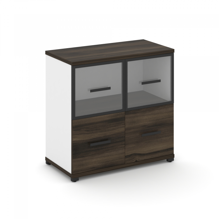 Concept Шкаф 1 широкая секция, 2 ниши CN.STS-212 RPB B Дуб Мали/Белый Бриллиант/Металл Черный/Прозра