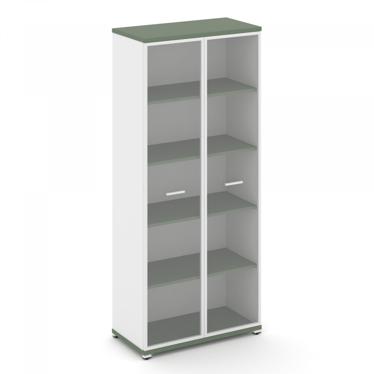 Concept Шкаф 1 широкая секция, 5 ниш CN.STS-518 RPW W Кобо/Белый Бриллиант/Металл Белый/Прозрачный 8