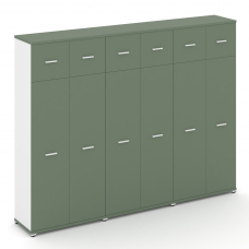 Concept Шкаф 3 широкие секции, 5 ниш CN.STS-537 W Кобо/Белый Бриллиант/Металл Белый 2500*420*1922