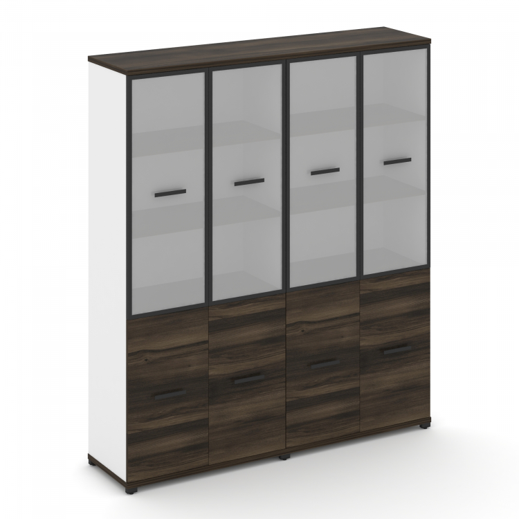 Concept Шкаф 2 широкие секции, 5 ниш CN.STS-522 RMB B Дуб Мали/Белый Бриллиант/Металл Черный/Сатин 1