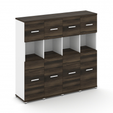 Concept Шкаф 4 узкие секции, 4 ниши CN.STU-445 W Дуб Мали/Белый Бриллиант/Металл Белый 1668*420*1554