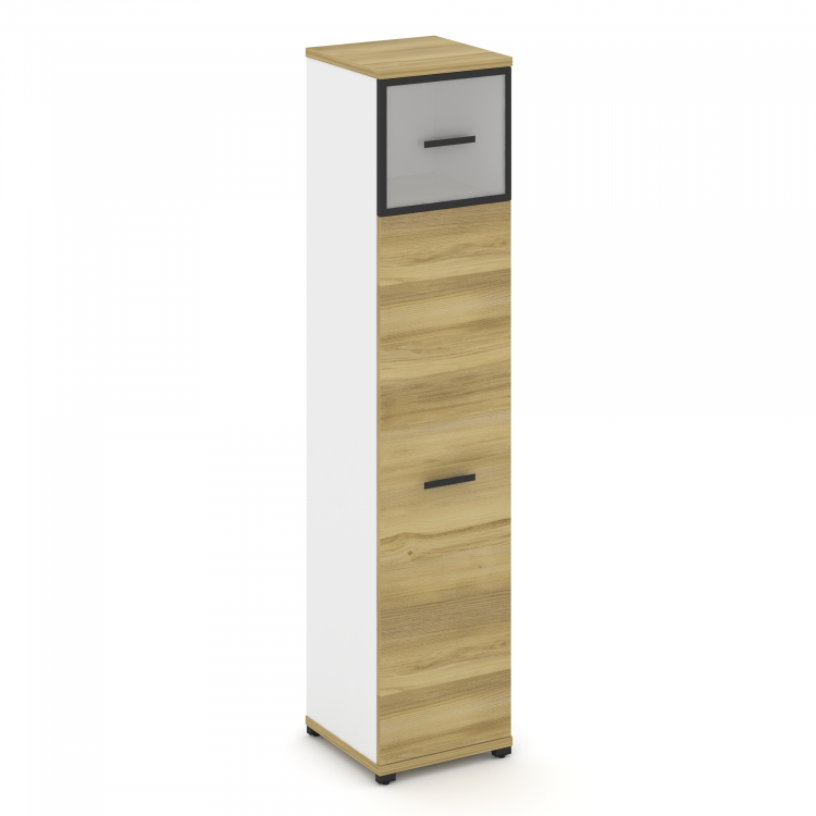 Concept Шкаф 1 узкая секция, 5 ниш CN.STU-517 RMB B Дуб Винченцо/Белый Бриллиант/Металл Черный/Сатин