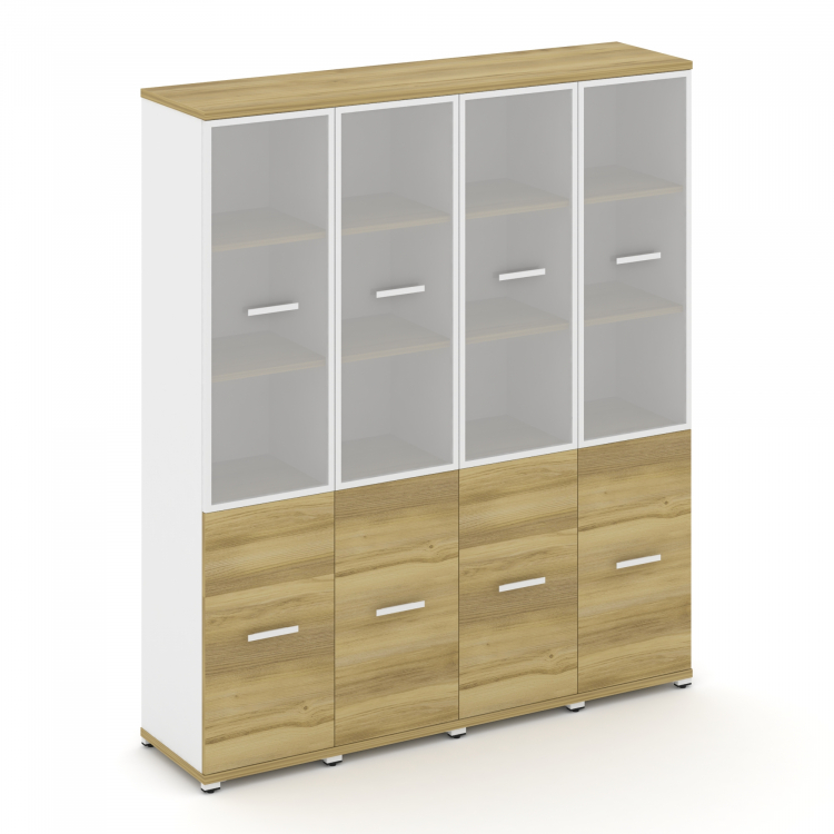 Concept Шкаф 4 узкие секции, 5 ниш CN.STU-542 RMW W Дуб Винченцо/Белый Бриллиант/Металл Белый/Сатин