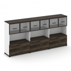 Concept Шкаф 3 широкие секции, 3 ниши CN.STS-335 RPB B Дуб Мали/Белый Бриллиант/Металл Черный/Прозра