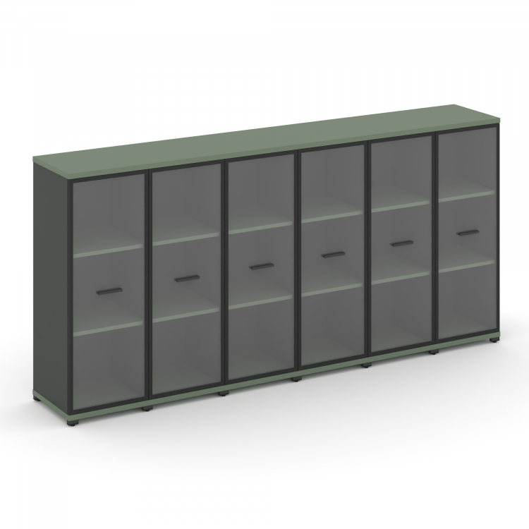 Concept Шкаф 6 узких секций, 3 ниши CN.STU-366 RPB A Кобо/Антрацит/Металл Антрацит/Прозрачный 2500*4