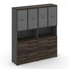 Concept Шкаф 2 широкие секции, 5 ниш CN.STS-523 RPB A Дуб Мали/Антрацит/Металл Антрацит/Прозрачный 1
