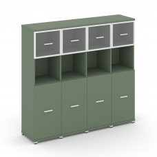 Concept Шкаф 4 узкие секции, 4 ниши CN.STU-445 RPW W Кобо/Металл Белый/Прозрачный 1668*420*1554