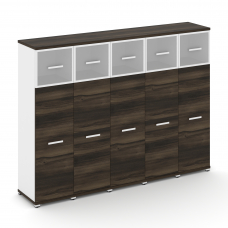 Concept Шкаф 5 узких секций, 4 ниши CN.STU-454 RMW W Дуб Мали/Белый Бриллиант/Металл Белый/Сатин 208