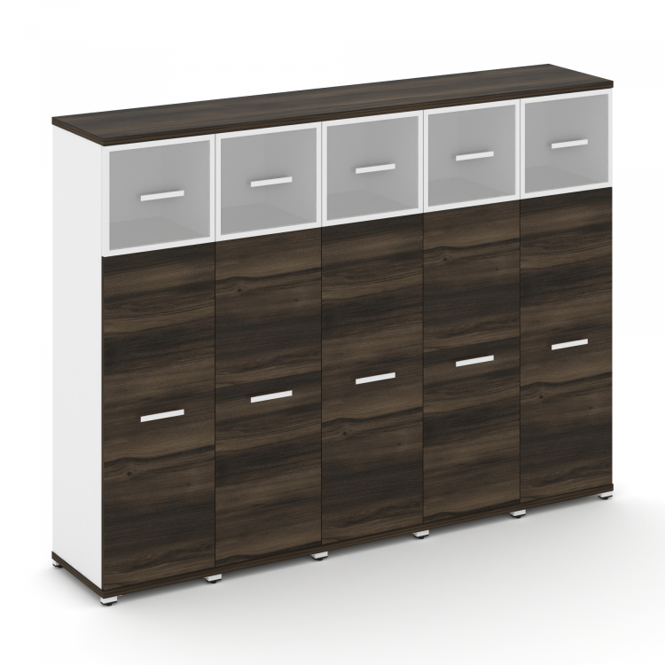 Concept Шкаф 5 узких секций, 4 ниши CN.STU-454 RMW W Дуб Мали/Белый Бриллиант/Металл Белый/Сатин 208