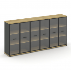 Concept Шкаф 3 широкие секции, 3 ниши CN.STS-336 RPB A Дуб Винченцо/Антрацит/Металл Антрацит/Прозрач