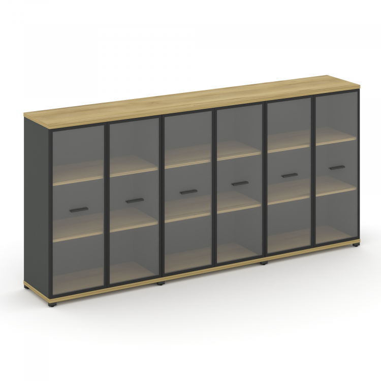 Concept Шкаф 3 широкие секции, 3 ниши CN.STS-336 RPB A Дуб Винченцо/Антрацит/Металл Антрацит/Прозрач