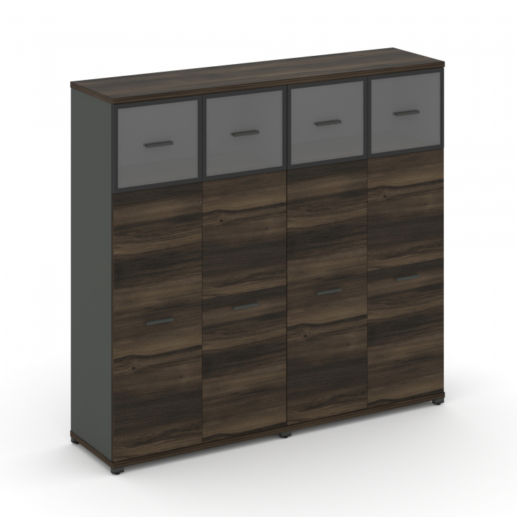 Concept Шкаф 2 широкие секции, 4 ниши CN.STS-424 RPB A Дуб Мали/Антрацит/Металл Антрацит/Прозрачный