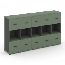 Concept Шкаф 5 узких секций, 3 ниши CN.STU-355 A Кобо/Антрацит/Металл Антрацит 2084*420*1186