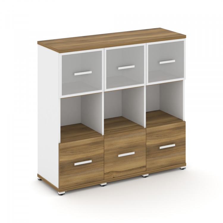 Concept Шкаф 3 узкие секции, 3 ниши CN.STU-335 RMW W Сандал Янтарный/Белый Бриллиант/Металл Белый/Са