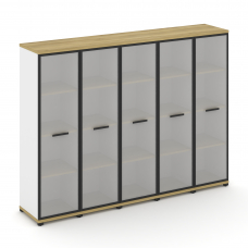 Concept Шкаф 5 узких секций, 4 ниши CN.STU-456 RMB B Дуб Винченцо/Белый Бриллиант/Металл Черный/Сати