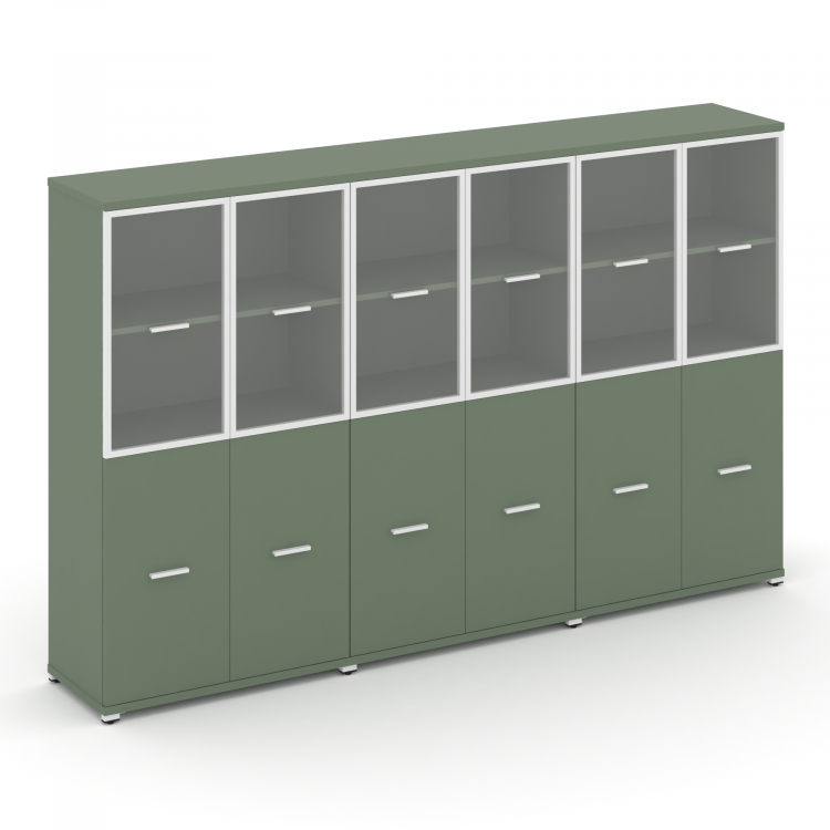 Concept Шкаф 3 широкие секции, 4 ниши CN.STS-432 RPW W Кобо/Металл Белый/Прозрачный 2500*420*1554