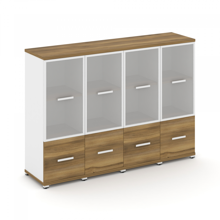 Concept Шкаф 4 узкие секции, 3 ниши CN.STU-342 RMW W Сандал Янтарный/Белый Бриллиант/Металл Белый/Са