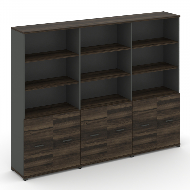 Concept Шкаф 3 широкие секции, 5 ниш CN.STS-531 A Дуб Мали/Антрацит/Металл Антрацит 2500*420*1922