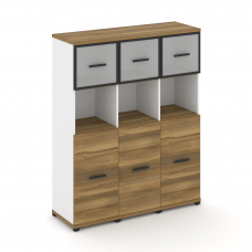 Concept Шкаф 3 узкие секции, 4 ниши CN.STU-435 RMB B Сандал Янтарный/Белый Бриллиант/Металл Черный/С