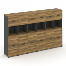 Concept Шкаф 6 узких секций, 4 ниши CN.STU-465 A Сандал Янтарный/Антрацит/Металл Антрацит 2500*420*1