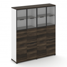 Concept Шкаф 2 широкие секции, 5 ниш CN.STS-525 RPB B Дуб Мали/Белый Бриллиант/Металл Черный/Прозрач