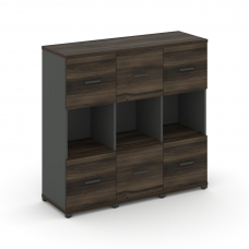 Concept Шкаф 3 узкие секции, 3 ниши CN.STU-335 A Дуб Мали/Антрацит/Металл Антрацит 1252*420*1186