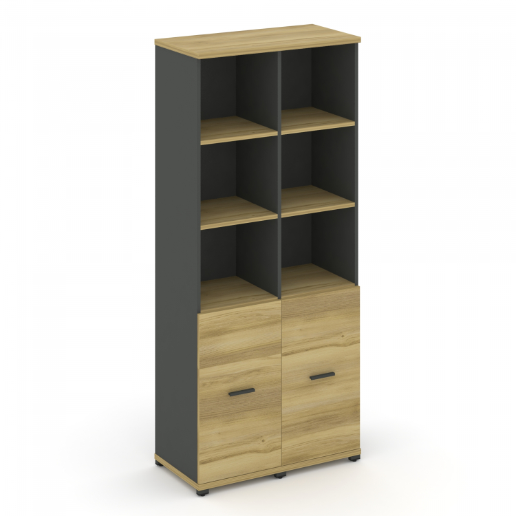 Concept Шкаф 2 узкие секции, 5 ниш CN.STU-521 A Дуб Винченцо/Антрацит/Металл Антрацит 836*420*1922