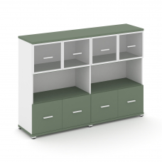 Concept Шкаф 2 широкие секции, 3 ниши CN.STS-325 RPW W Кобо/Белый Бриллиант/Металл Белый/Прозрачный