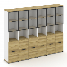 Concept Шкаф 6 узких секций, 5 ниш CN.STU-563 RPB B Дуб Винченцо/Белый Бриллиант/Металл Черный/Прозр