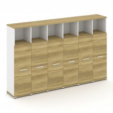 Concept Шкаф 6 узких секций, 4 ниши CN.STU-463 W Дуб Винченцо/Белый Бриллиант/Металл Белый 2500*420*