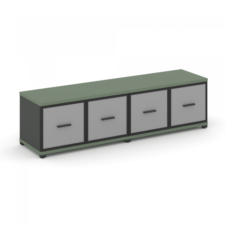 Concept Шкаф 2 широкие секции, 1 ниша CN.STS-123 RMB A Кобо/Антрацит/Металл Антрацит/Сатин 1668*420*